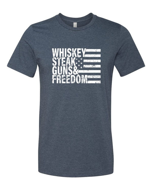 Whiskey Steak Guns & Freedom Tee - Blue Canoe outfitter