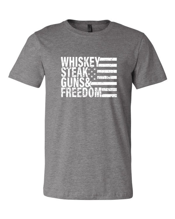 Whiskey Steak Guns & Freedom Tee - Blue Canoe outfitter
