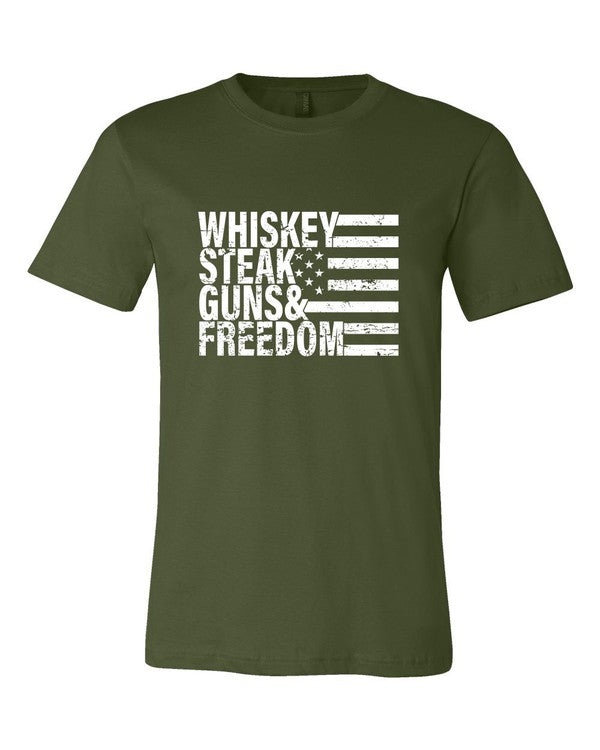 Whiskey Steak Guns & Freedom Tee - Blue Canoe outfitter
