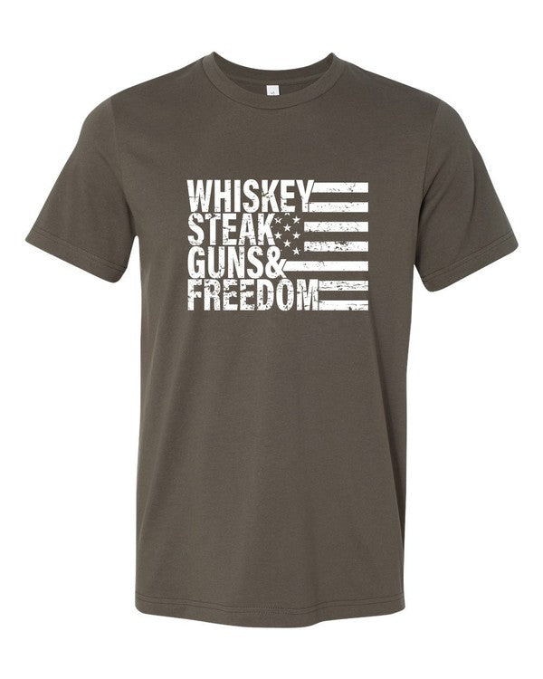 Whiskey Steak Guns & Freedom Tee - Blue Canoe outfitter