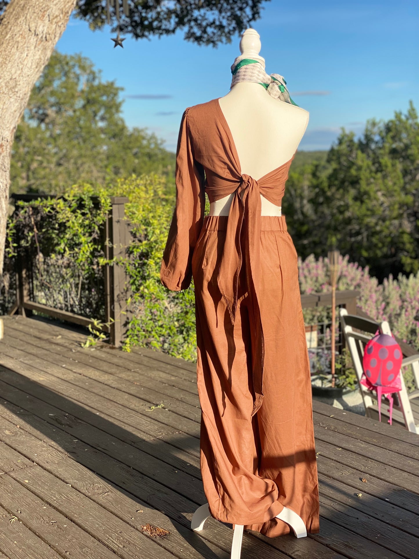Long sleeve asymmetric elasticity knot pleated solid color one shoulder and bottom pants