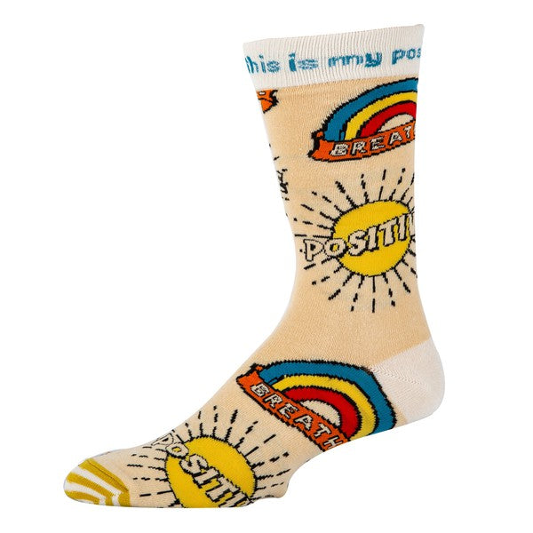 Positive - Men's Cotton Crew Funny Socks - Blue Canoe outfitter