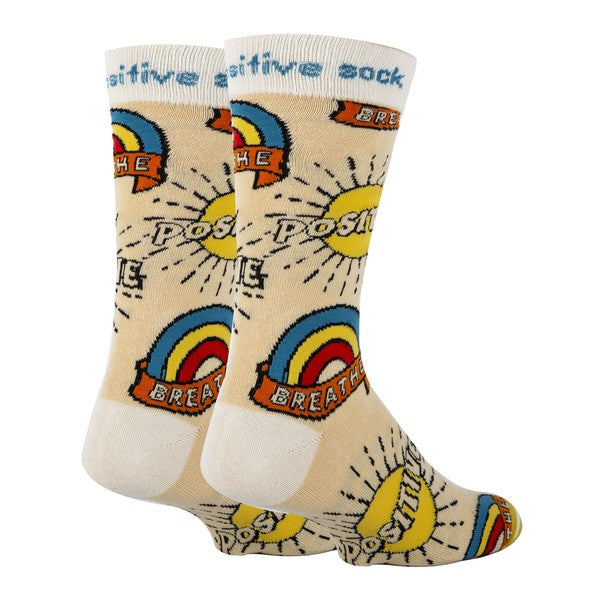 Positive - Men's Cotton Crew Funny Socks - Blue Canoe outfitter