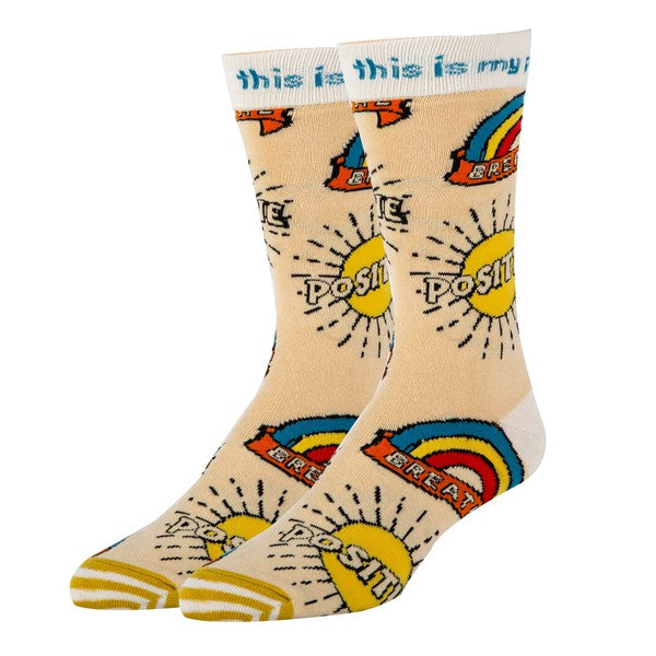 Positive - Men's Cotton Crew Funny Socks - Blue Canoe outfitter