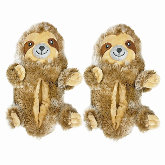 Sloth Hugs - Kids Fluffy House Slippers Shoes - Blue Canoe outfitter