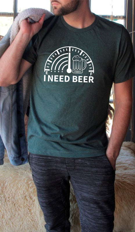 I Need Beer Crew Neck Graphic Tee