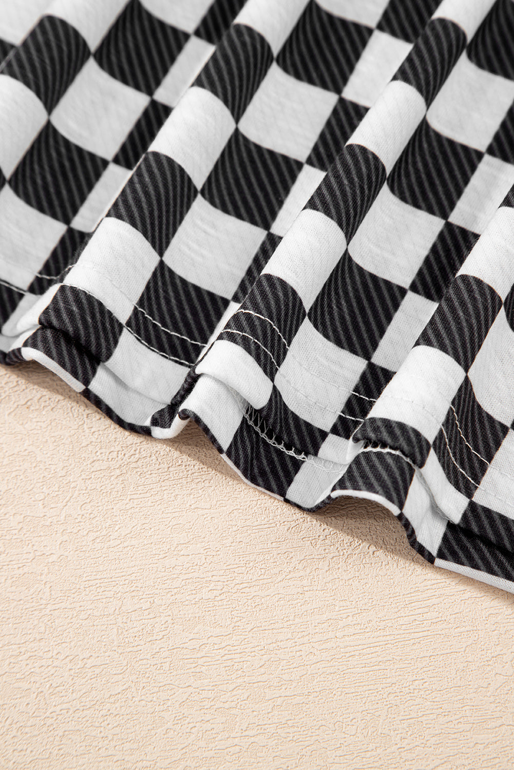 Brown Checkerboard T Shirt and High Waist Skorts 2 Piece Outfit