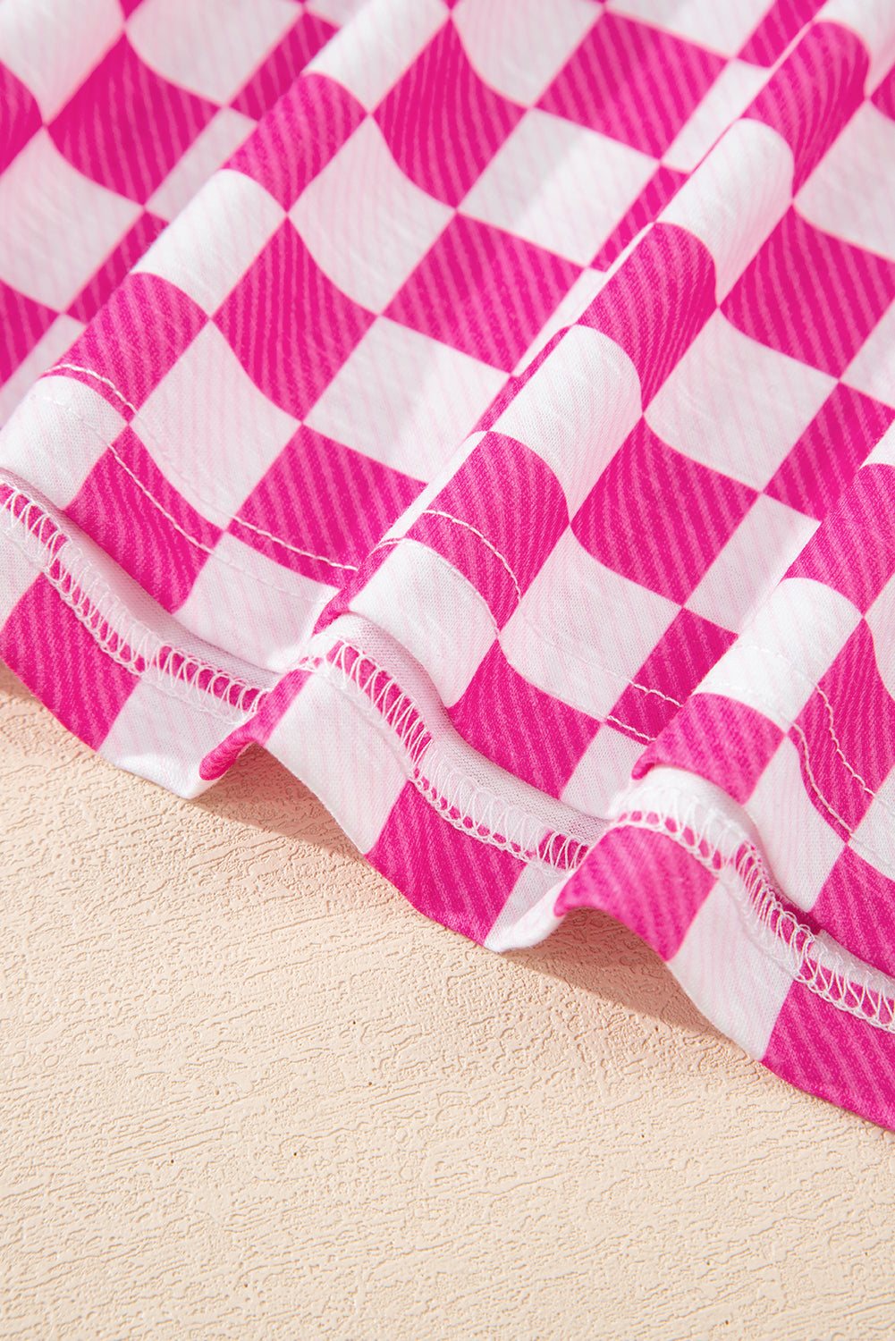 Brown Checkerboard T Shirt and High Waist Skorts 2 Piece Outfit