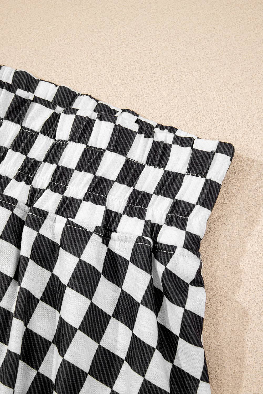 Brown Checkerboard T Shirt and High Waist Skorts 2 Piece Outfit