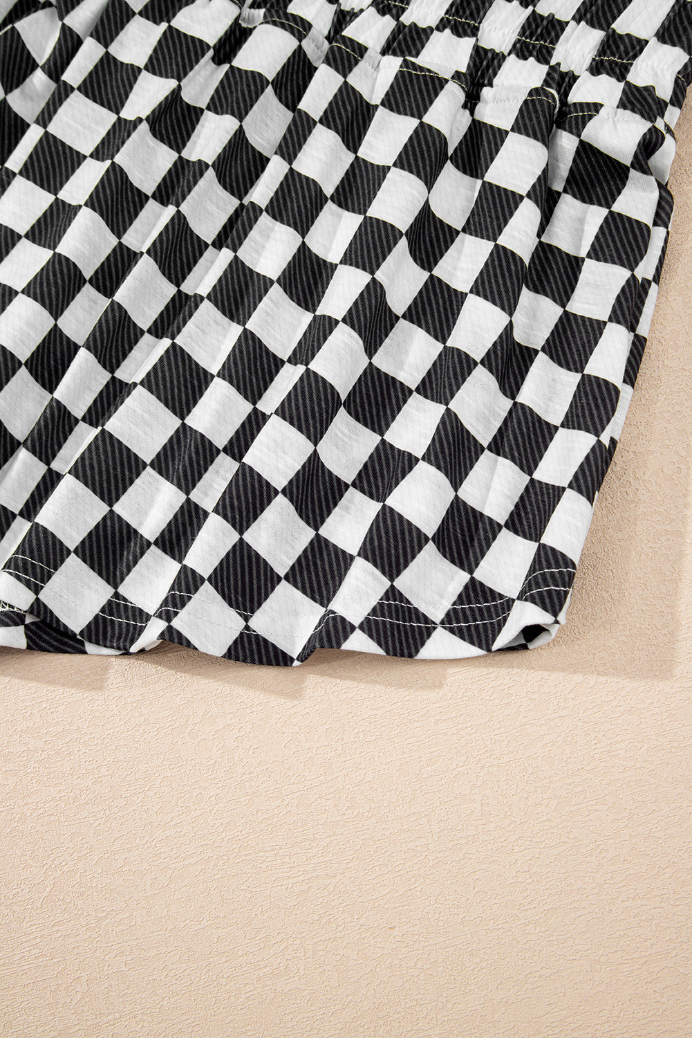 Brown Checkerboard T Shirt and High Waist Skorts 2 Piece Outfit