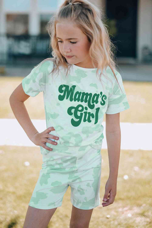 Girls Printed Letter Graphic Lounge Set - Blue Canoe outfitter