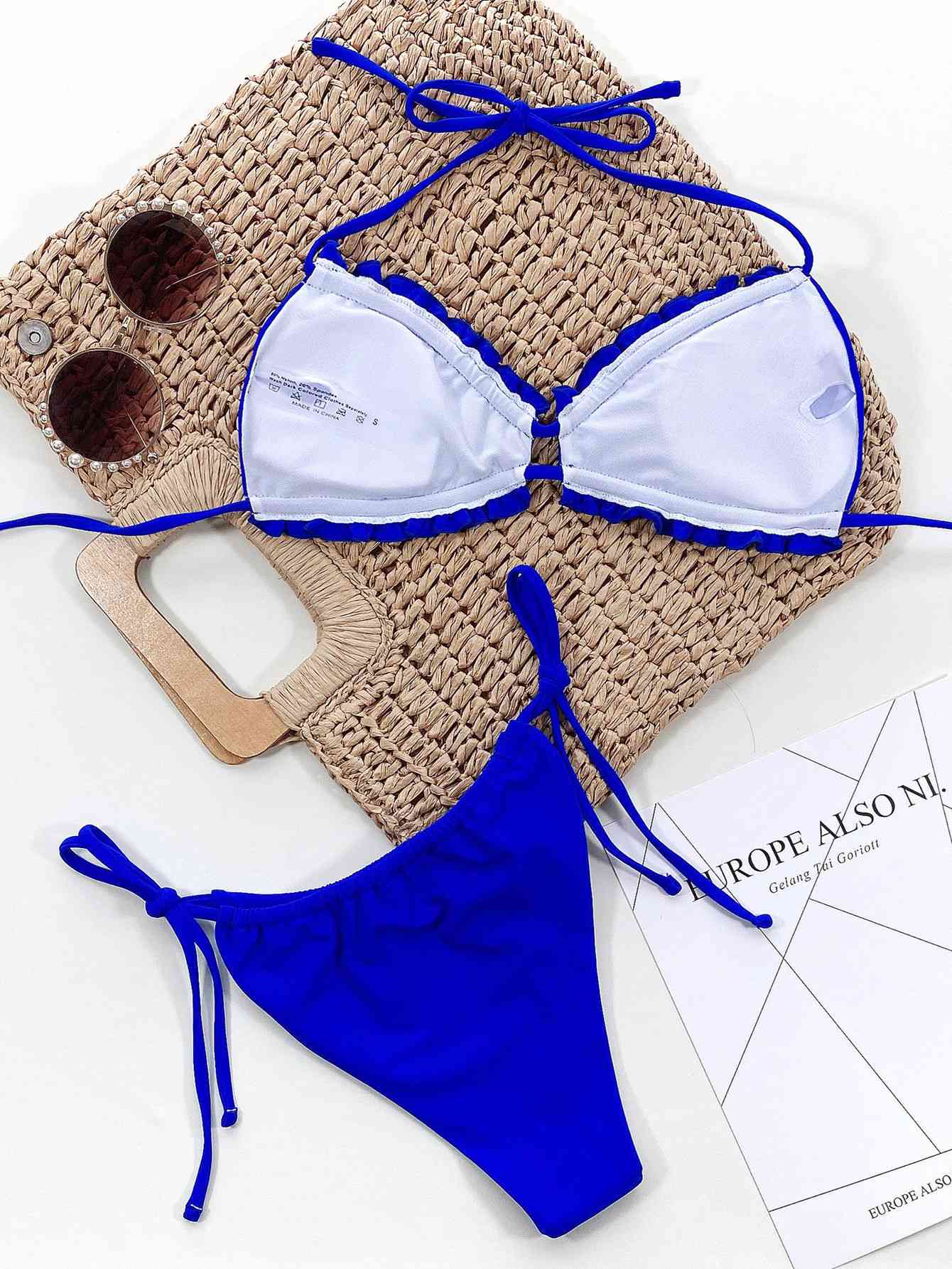 Frill Trill Halter Neck Bikini Set - Blue Canoe outfitter