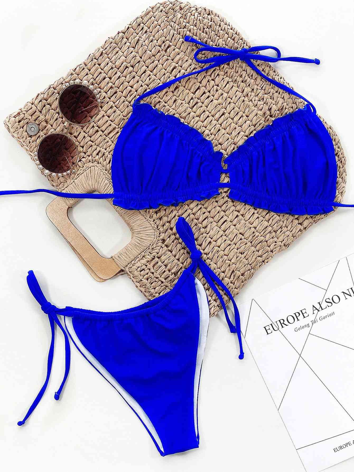 Frill Trill Halter Neck Bikini Set - Blue Canoe outfitter