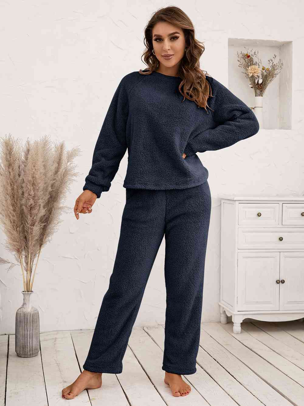 Teddy Long Sleeve Top and Pants Lounge Set - Blue Canoe outfitter