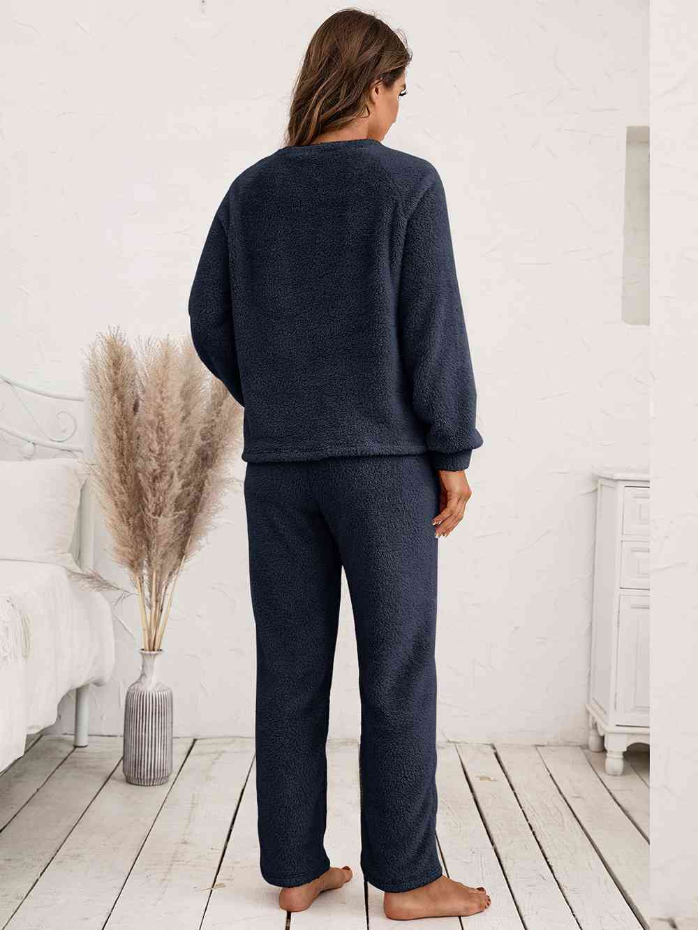 Teddy Long Sleeve Top and Pants Lounge Set - Blue Canoe outfitter