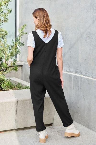 Double Take Full Size Sleeveless Straight Jumpsuit - Blue Canoe outfitter