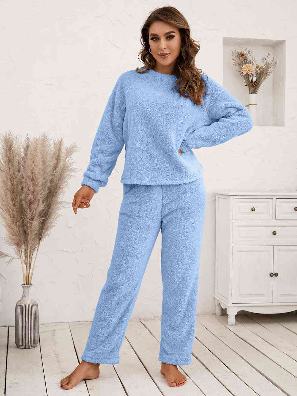 Teddy Long Sleeve Top and Pants Lounge Set - Blue Canoe outfitter