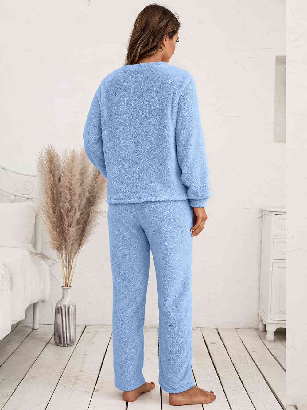 Teddy Long Sleeve Top and Pants Lounge Set - Blue Canoe outfitter