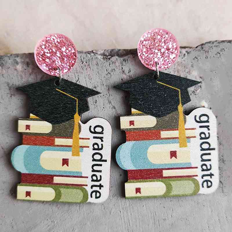 School Theme Wooden Dangle Earrings - Blue Canoe outfitter