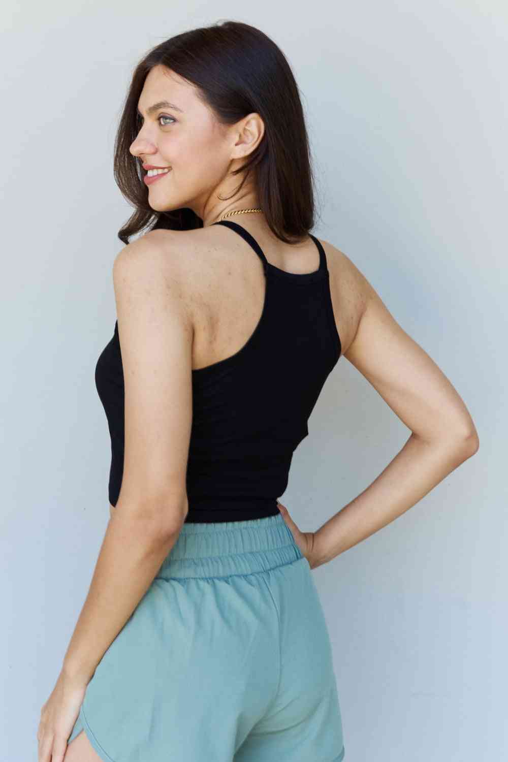 Ninexis Everyday Staple Soft Modal Short Strap Ribbed Tank Top in Black - Blue Canoe outfitter