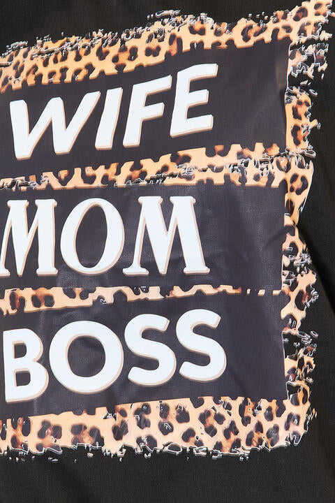 Simply Love WIFE MOM BOSS Leopard Graphic T-Shirt - Blue Canoe outfitter