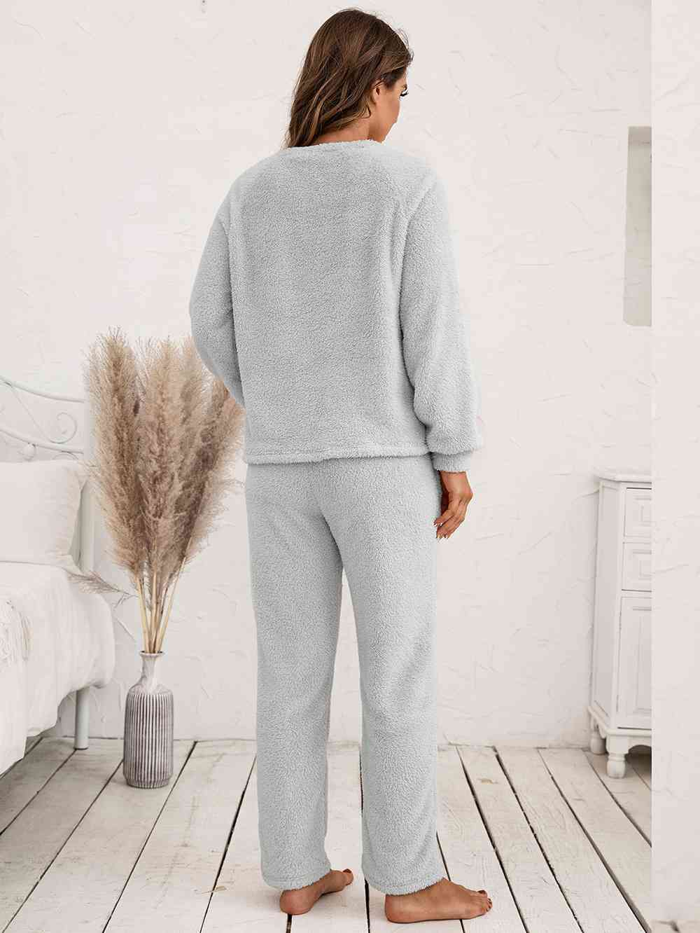 Teddy Long Sleeve Top and Pants Lounge Set - Blue Canoe outfitter